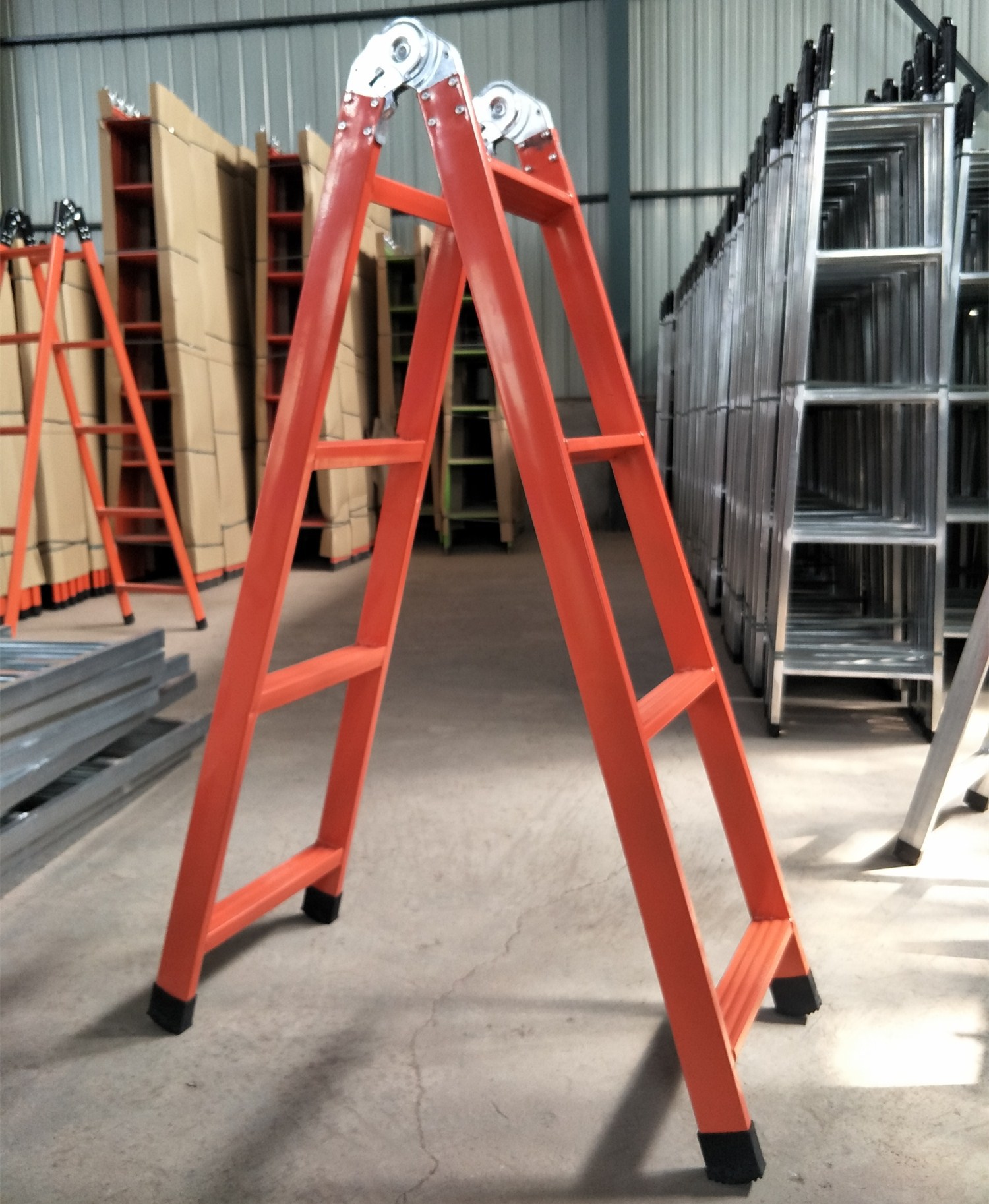 厂家批发关节梯加厚人字关节铁梯折叠梯叉梯仓库铁人字梯子