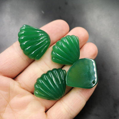 老玉匠 天然正品绿玛瑙贝壳吊坠 精品绿玉髓贝壳挂件 特价批发