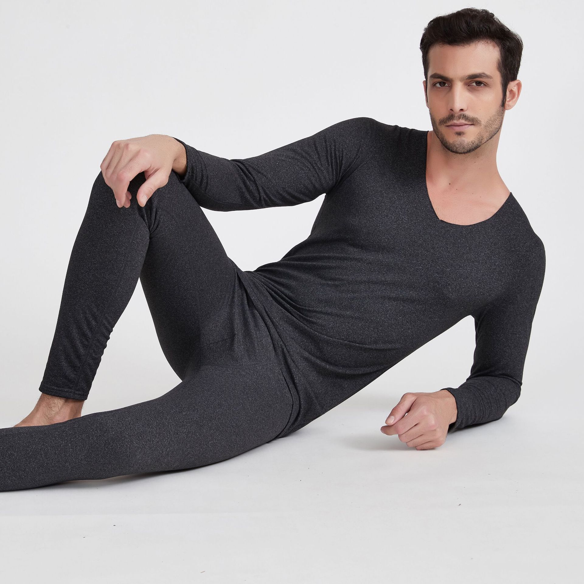 Foreign Trade Men's Thermal Underwear Seamless Men's Thickened Fleece-Lined Underwear Unlined Top Winter Cold-Resistant Bottoming Autumn Clothes