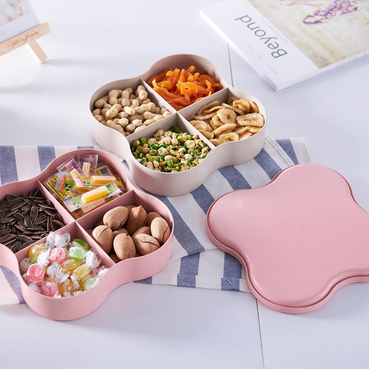 干果盒坚果客厅分格带盖水果糖果盘家用茶几欧式创意瓜子双层果盒