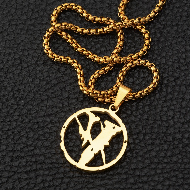 vlone藤原浩闪电联名项链钛钢不掉色男女款吊坠原创嘻哈潮牌饰品