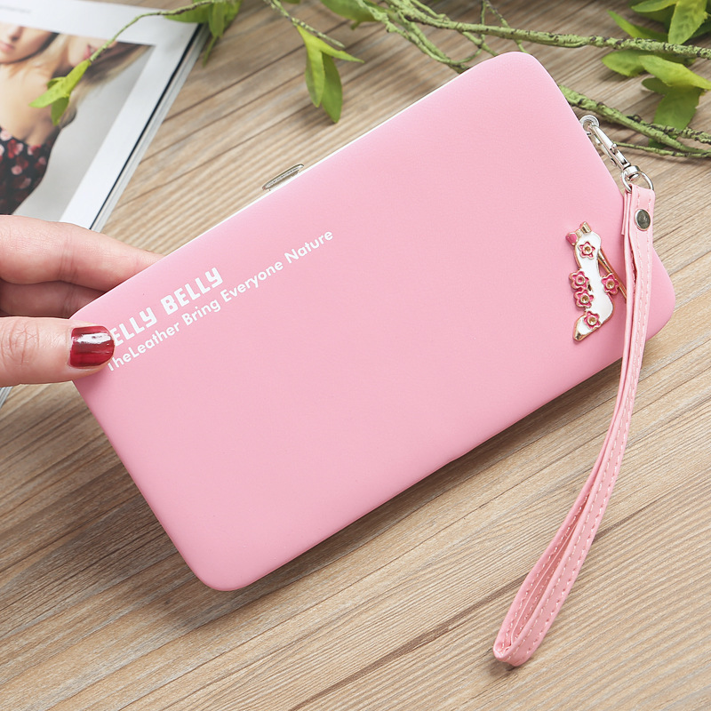 New High Heels Women's Wallet Kelly Belly Solid Color Long Pencil Box Student Clutch Mobile Phone Bag