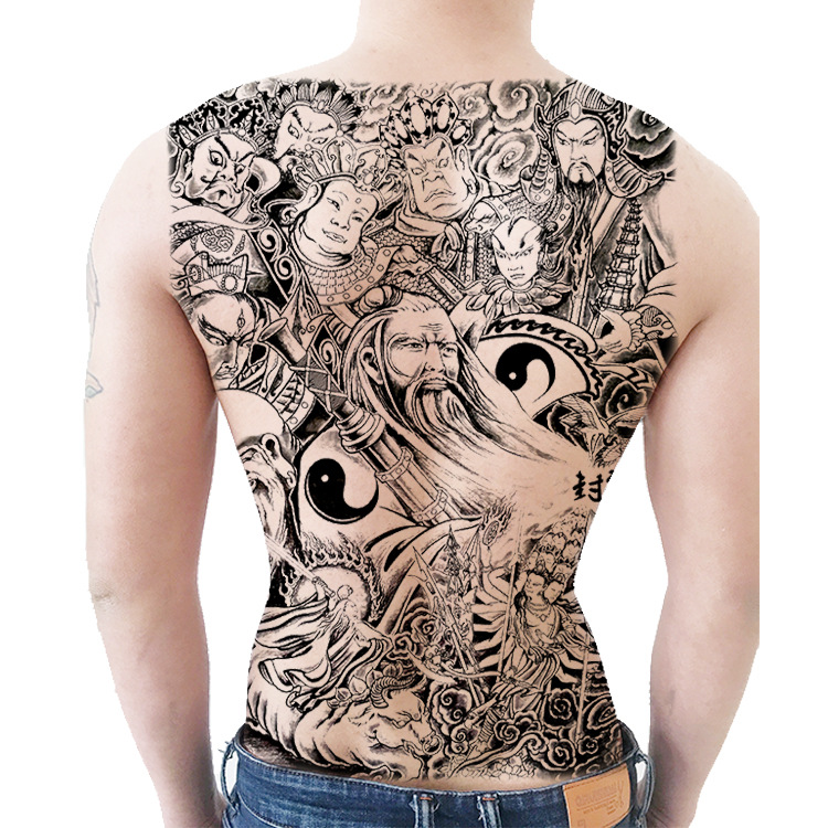 封神榜姜子牙二郎神赵云哪吒满背纹身贴防水持久男女仿真