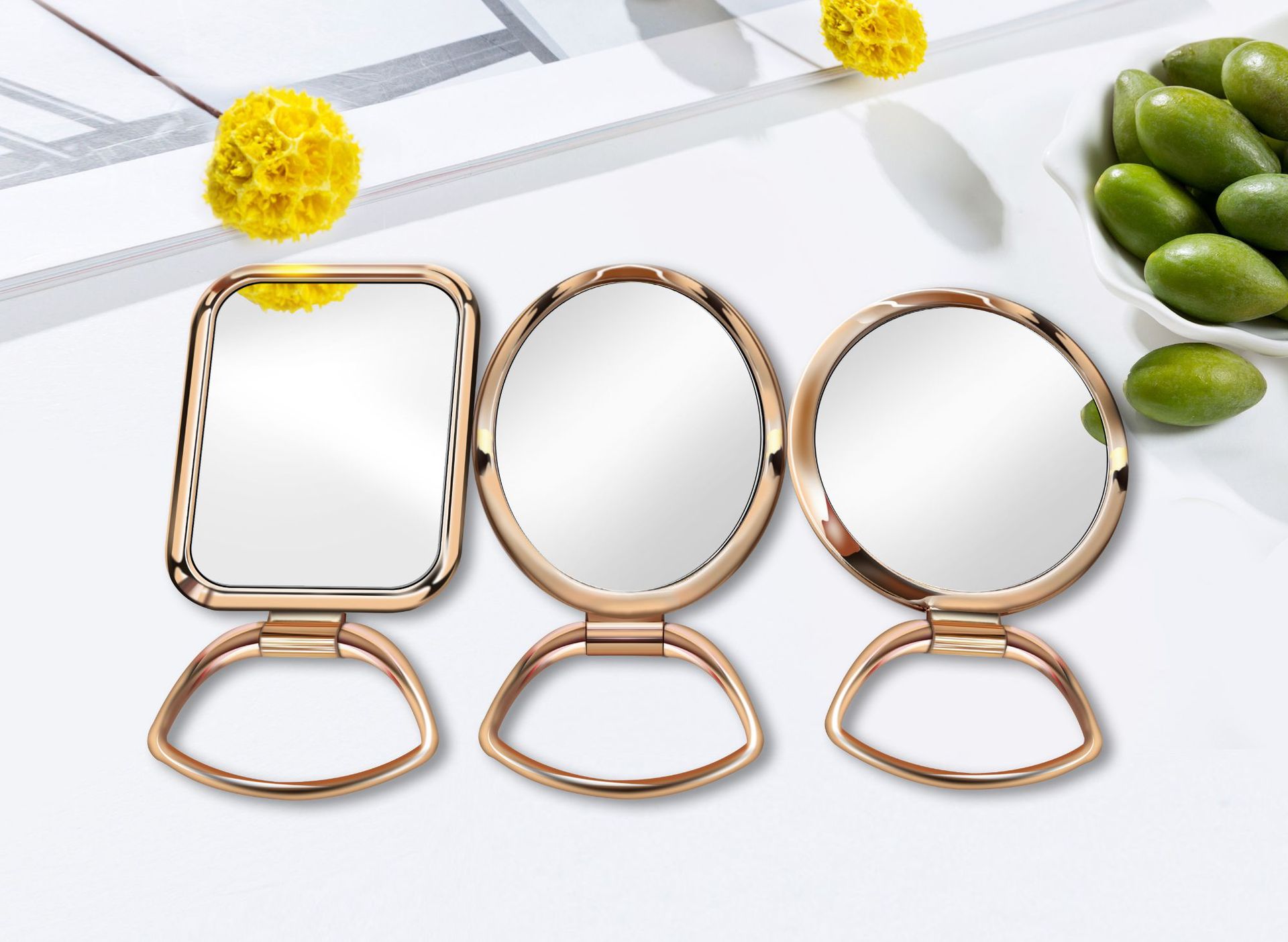 电镀折叠镜宿舍化妆镜 厂家批发 手柄镜 美容院专用手拿镜子