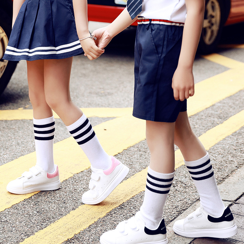 夏季童装袜子批发小学生幼儿园校服袜子中筒袜男女童演出表演袜子