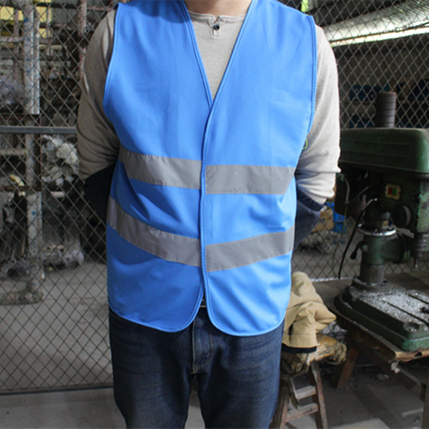 蓝色耐脏施工建筑工地机场反光背心反光荧光马甲安全防护服反光衣