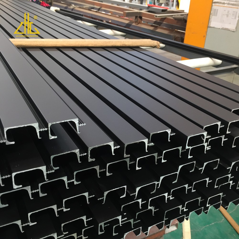 开模定做 嵌入式橱柜拉手 家具铝材 黑色喷涂铝合金型材