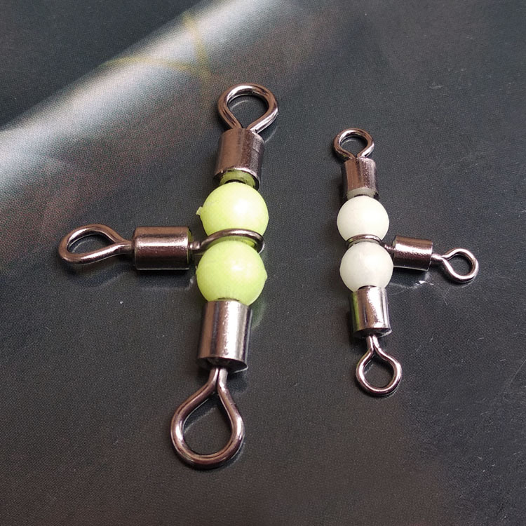 海钓美式三叉夜光珠转环8字环不锈钢t型天平深海美式三叉渔具