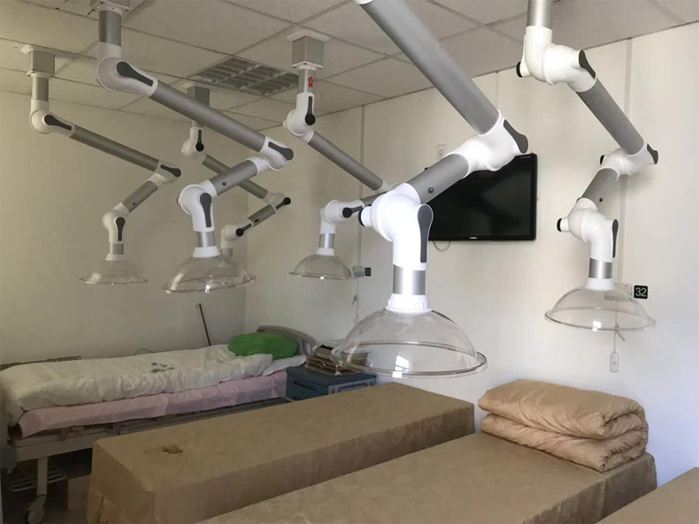 艾灸排烟系统吸烟器室内抽烟机实验室万向抽气罩排烟罩pp关节臂