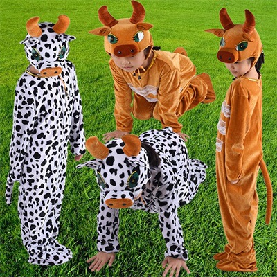 小黄牛卡通动物舞蹈服装牛儿童动物演出服装黄牛奶牛小牛表演服装