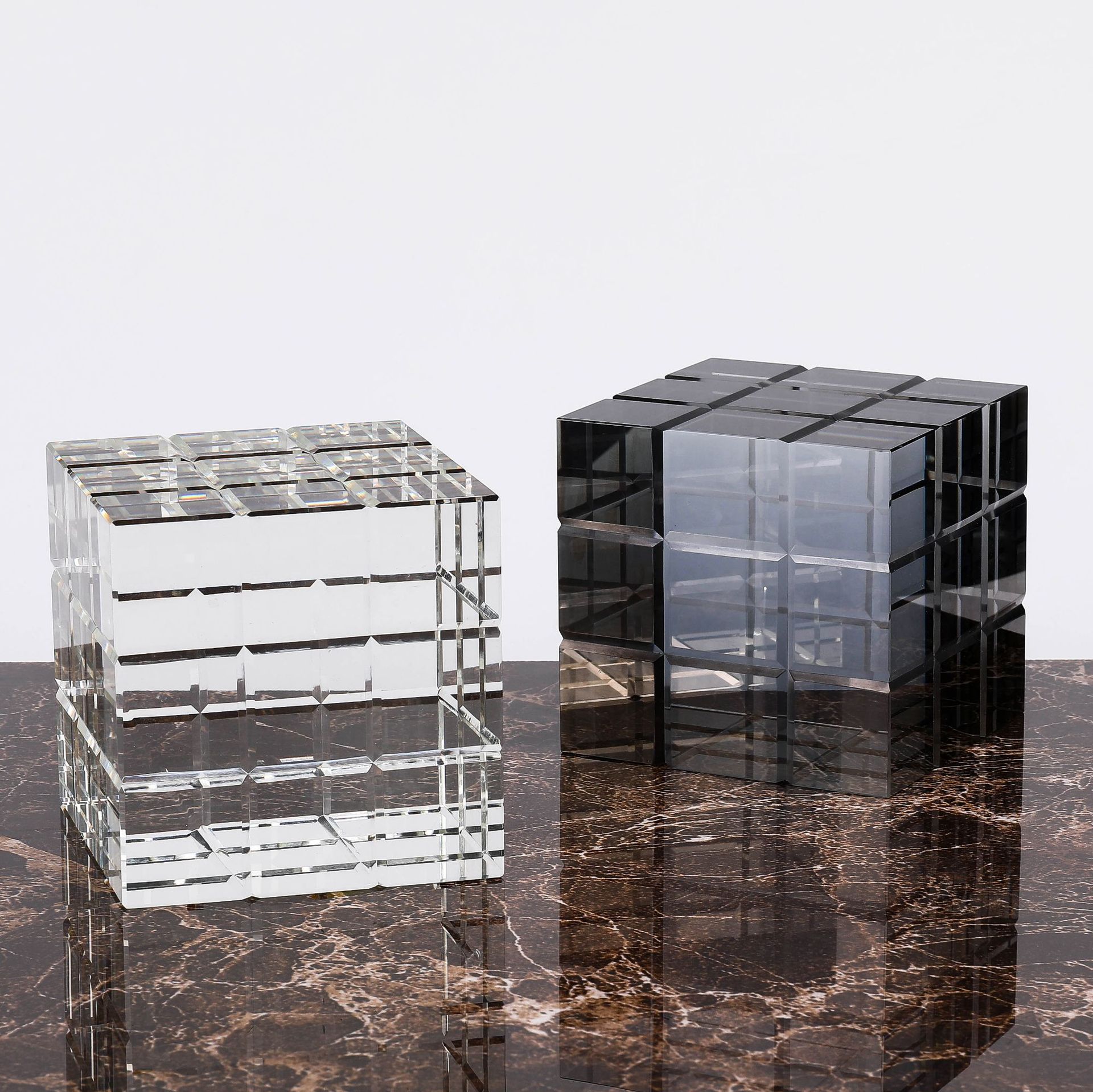 新中式软装轻奢水晶魔方摆件 样板房间酒店客厅玄关装饰品 可代发