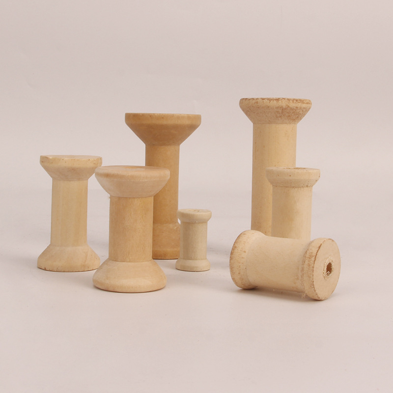 批发木制diy绕线轴原木色5cm木头线轴4cm木制线轴3cm木线轴