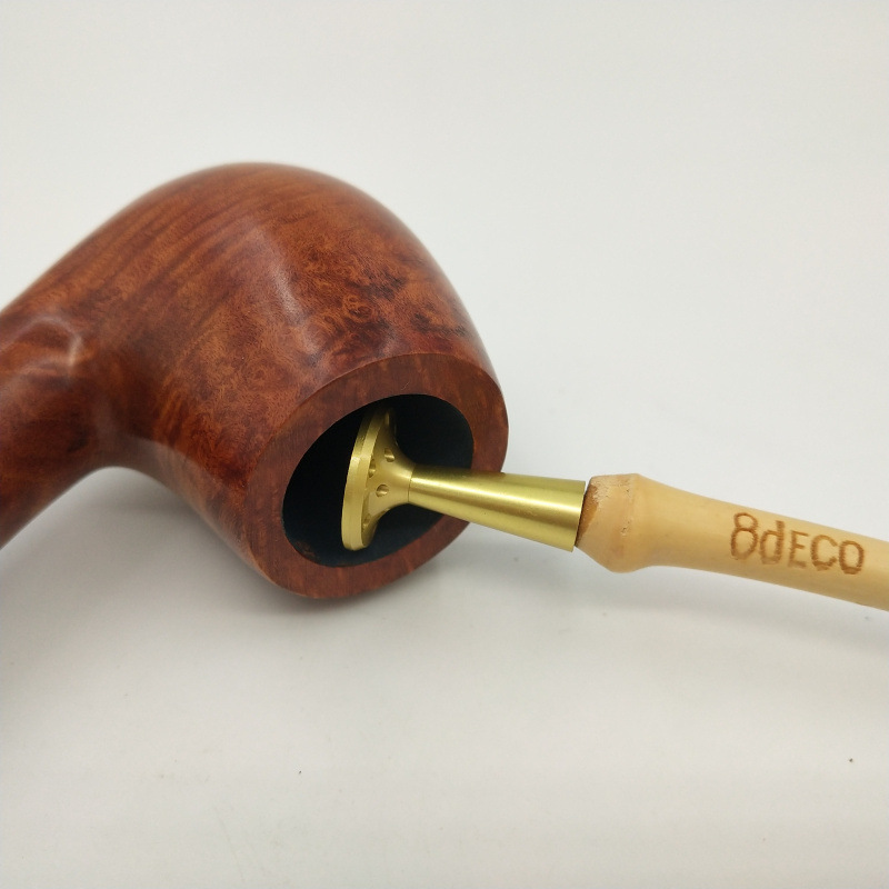 烟斗压棒 实木竹节铜头凹勺镂花 防熄火烟斗配件 烟斗工具