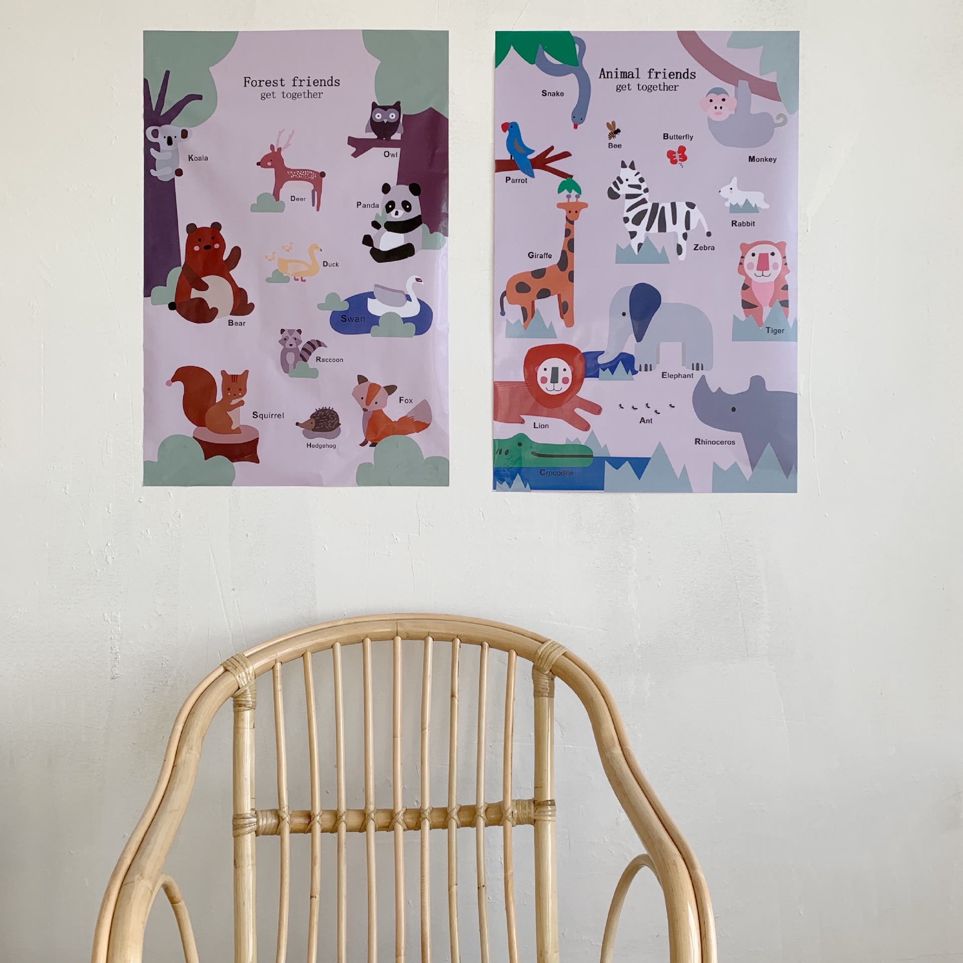 韩国ins墙贴 儿童房防水画报 动物园场景认知贴小画报儿童海报