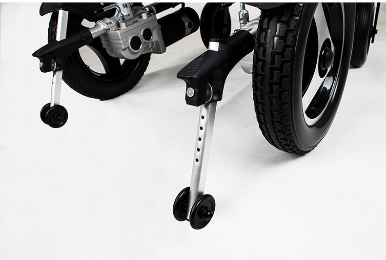 电动轮椅防倒轮防后翻支撑轮 铝合金伸缩可拆卸 5档调节防倾轮
