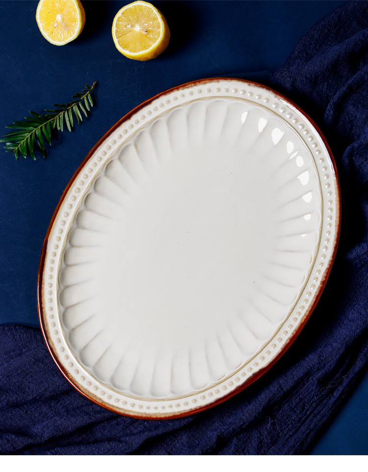 鱼盘子创意椭圆形家用新款大号陶瓷盘子托盘水果盘子北欧个性餐盘