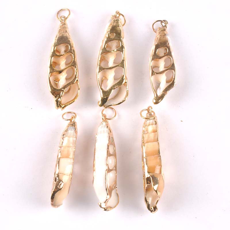 速卖通ebay热卖饰品吊坠海螺电镀金边海螺切片海螺现货批发