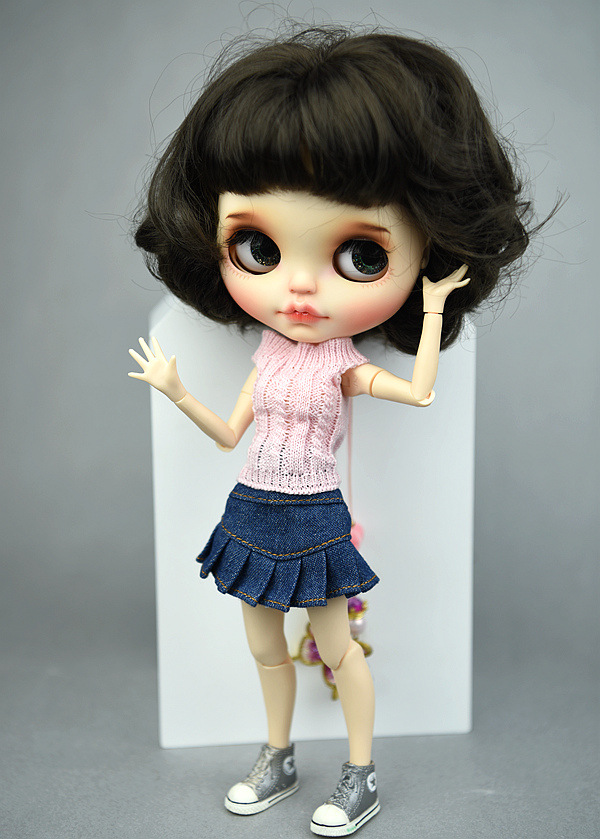 小布blythe心怡娃娃六分6分超模ob丽佳fr2欣妍st桃子 牛仔裙 短裙