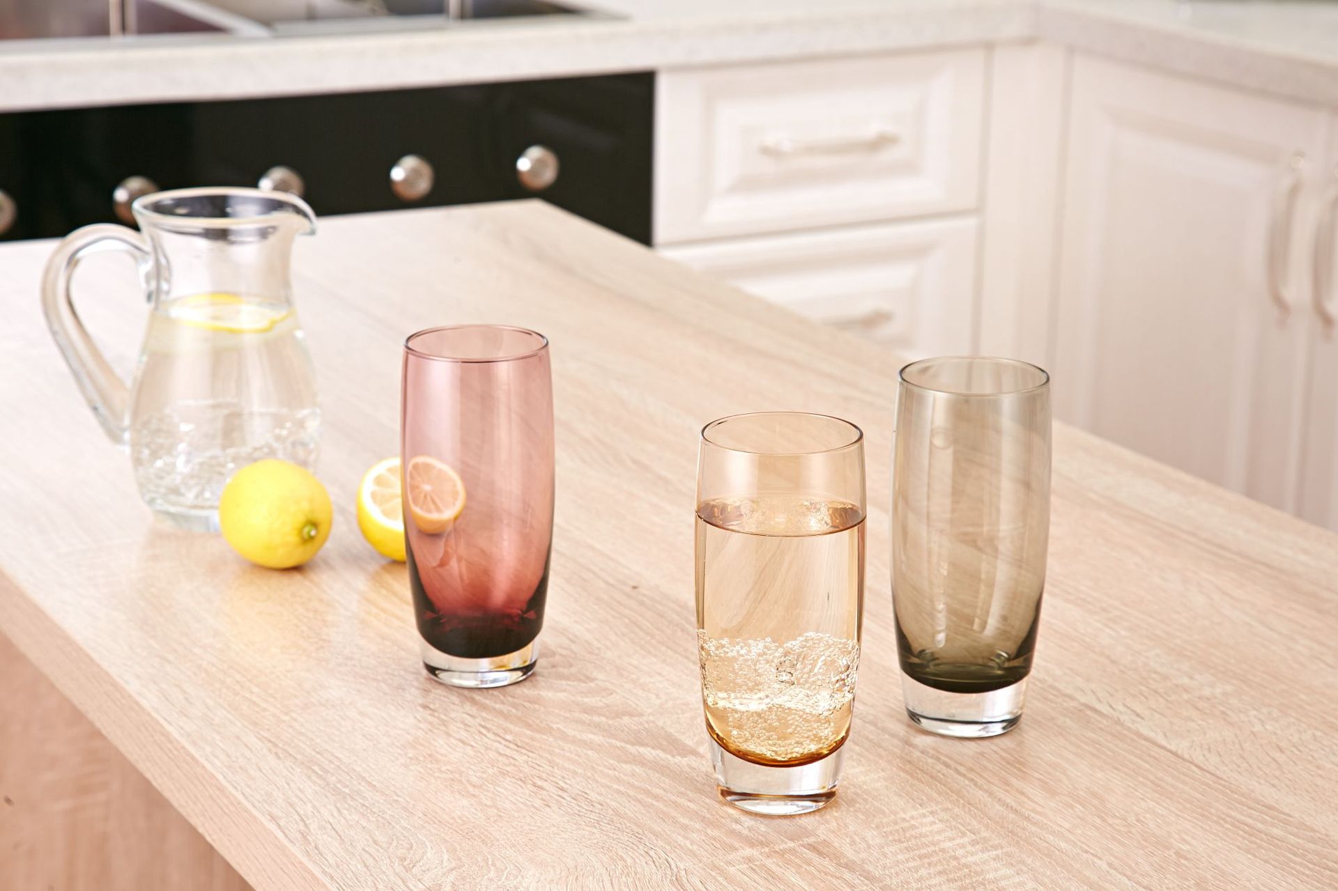 晶悦批发玻璃水杯创意彩色玻璃杯家用水杯果汁杯餐厅酒店无盖水杯