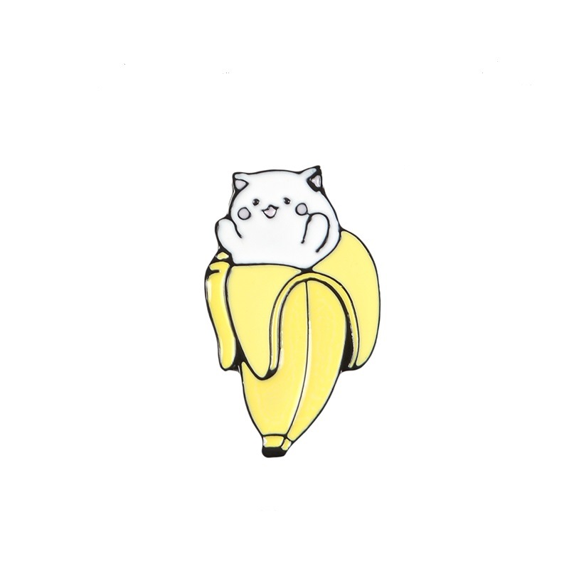 欧美风格卡通可爱滴油香蕉猫胸针喵星人水果胸章卡通徽章