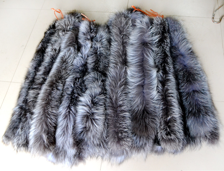 订做服装通用本色玄狐毛条子自然色整皮银狐帽条真皮毛领源头工厂