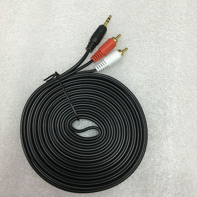 5转双莲花电脑音箱连接线 3.5mm一分二音频线 2rca音响线 20米