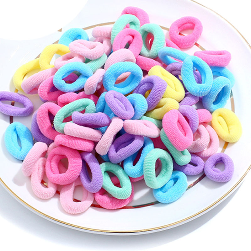 100 Pcs/Pack High Elastic Candy Color Small Seamless Hair Ring Colored Hair Band Children's Hair Accessories Seamless Connection Towel Ring