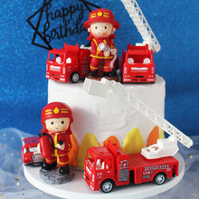 小小消防员蛋糕装饰摆件小英雄梦想家儿童创意生日甜品台蛋糕装扮