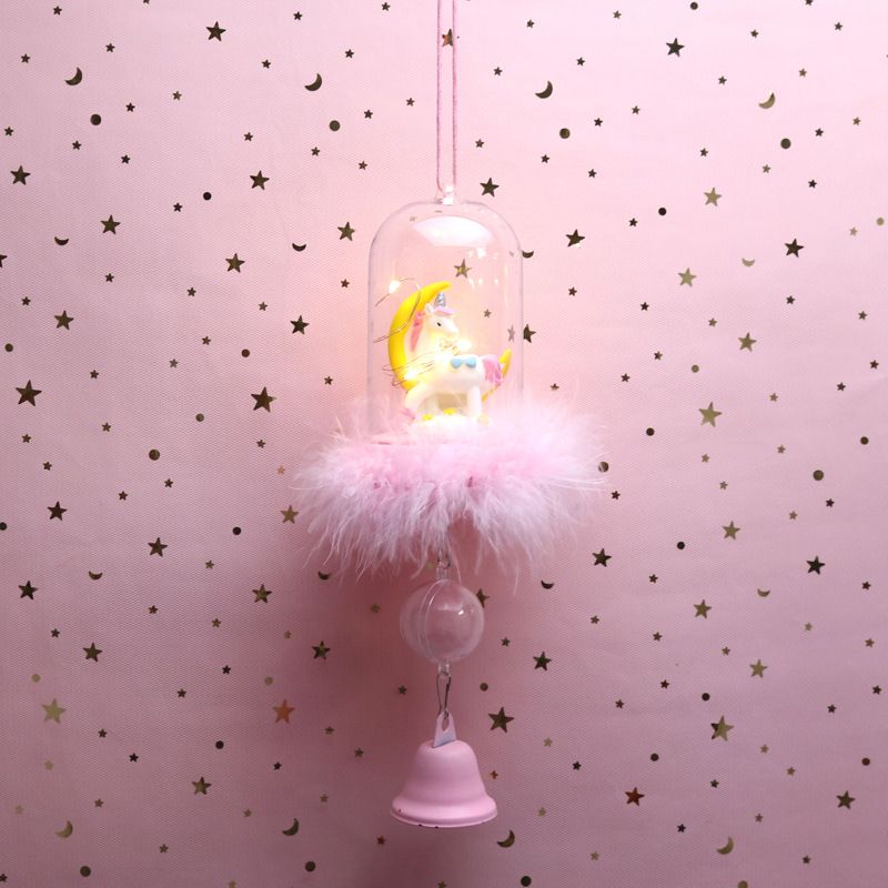 风铃挂件_粉嫩ins独角兽风铃带灯窗边挂饰 少女心女生卧室 - 阿里巴巴