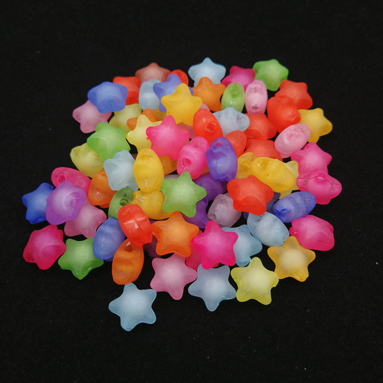 哑光星星形状磨砂五角星珠中珠 儿童项链手链饰品配件diy串珠材料