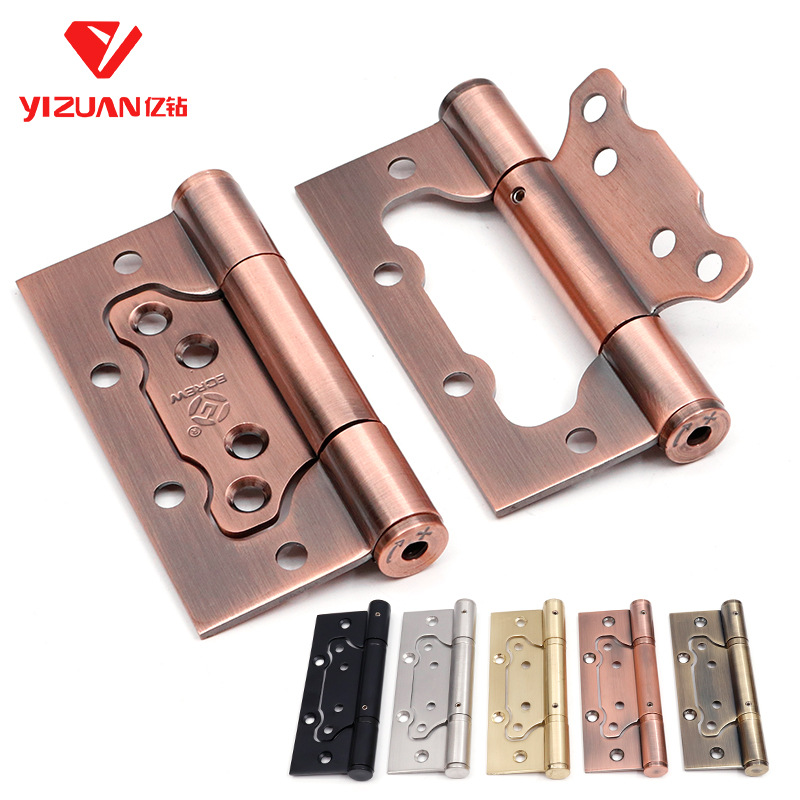 缓冲液压子母合页不锈钢自动关门闭门4寸5寸免开槽隐形门弹簧铰链