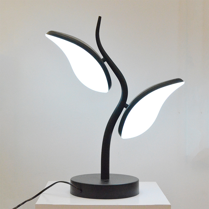 设计师新款创意个性叶子led卧室客厅台灯黑色树叶厂家批发价爆款