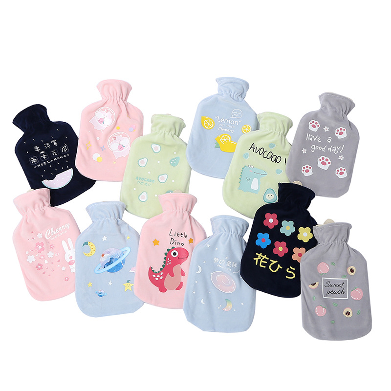 Popular Modern Simple Style Hot Water Bag Cartoon Illustration Pattern Explosion-Proof Hand Warmer Removable Plush Kit