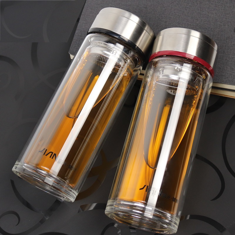 富光健牌双层水晶玻璃杯x1916大容量办公杯商务泡茶水杯子印logo