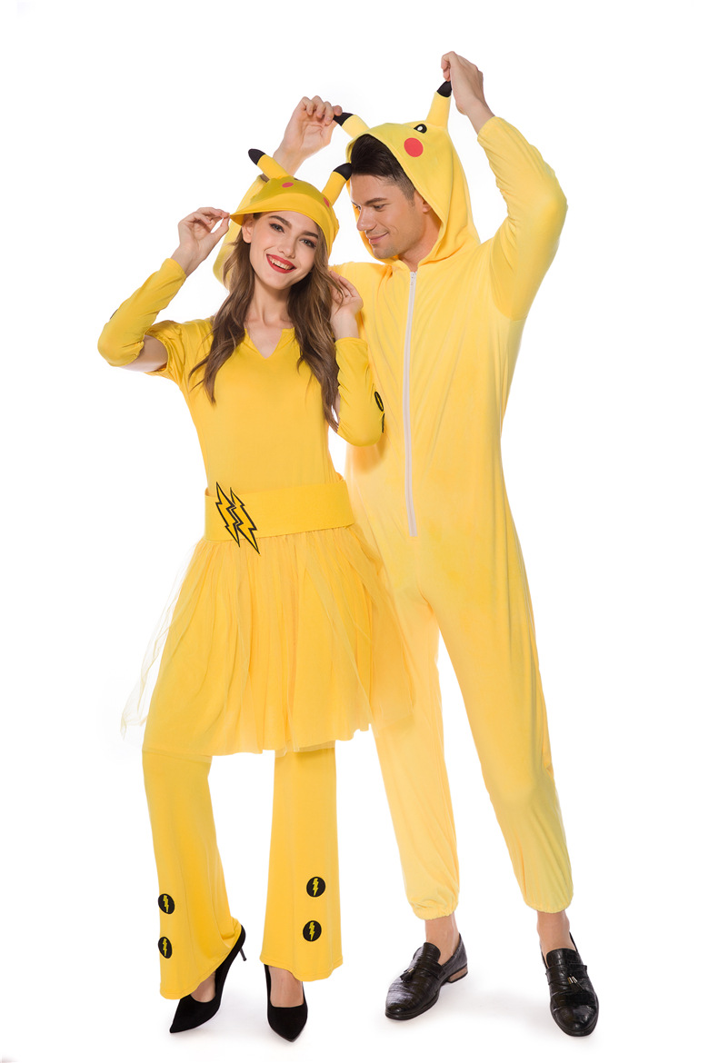 2019年新款黄色老鼠比卡丘动漫服装角色扮演比卡丘男女情侣服装