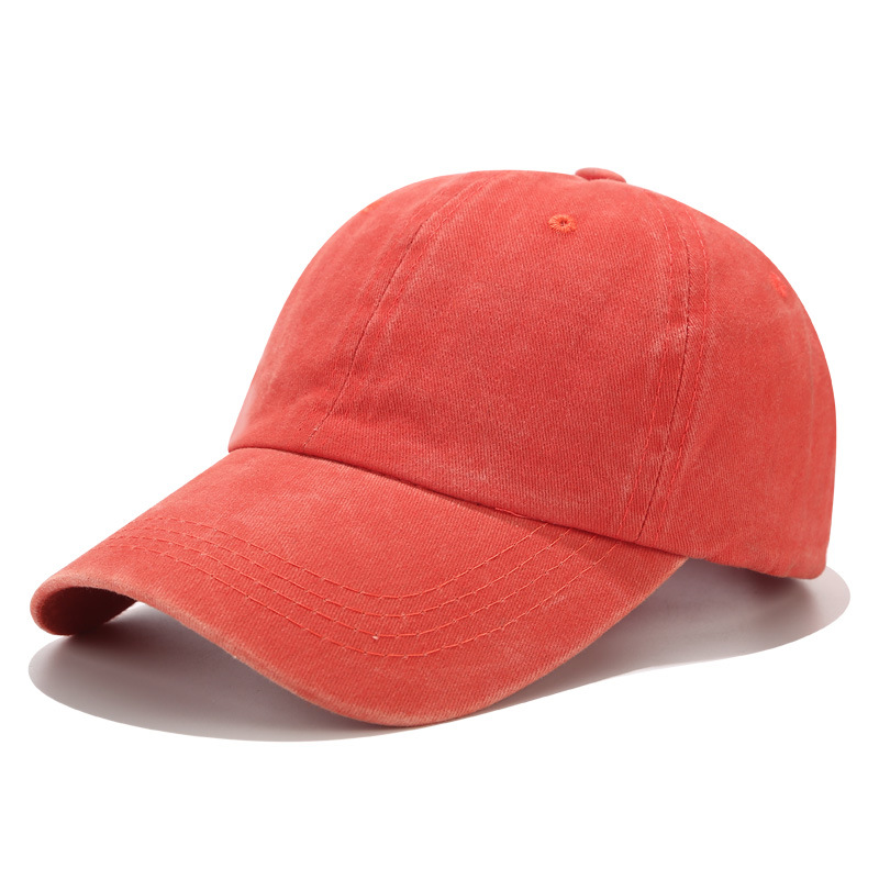 Hat Female Korean Style Worn Looking Washed-out Baseball Cap Retro Curved Brim Glossy Hat Couple Sun Hat Solid Color Peaked Cap Men