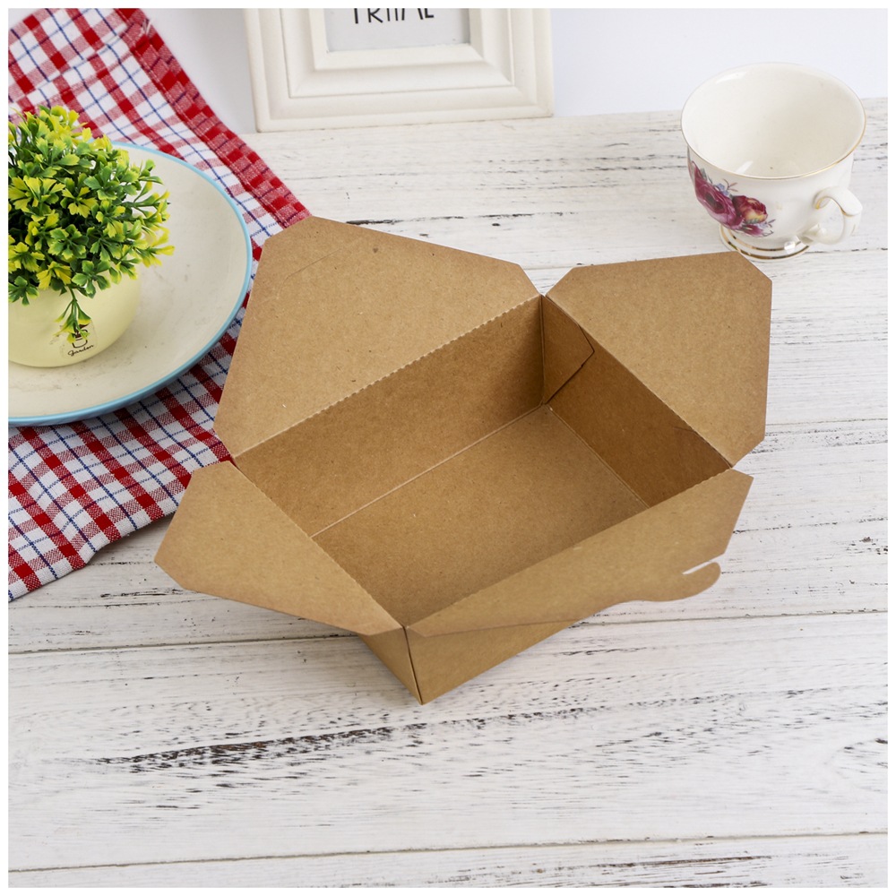 批发定制 通用一次性饭盒打包外卖包装盒 牛皮纸餐盒折叠食品纸盒