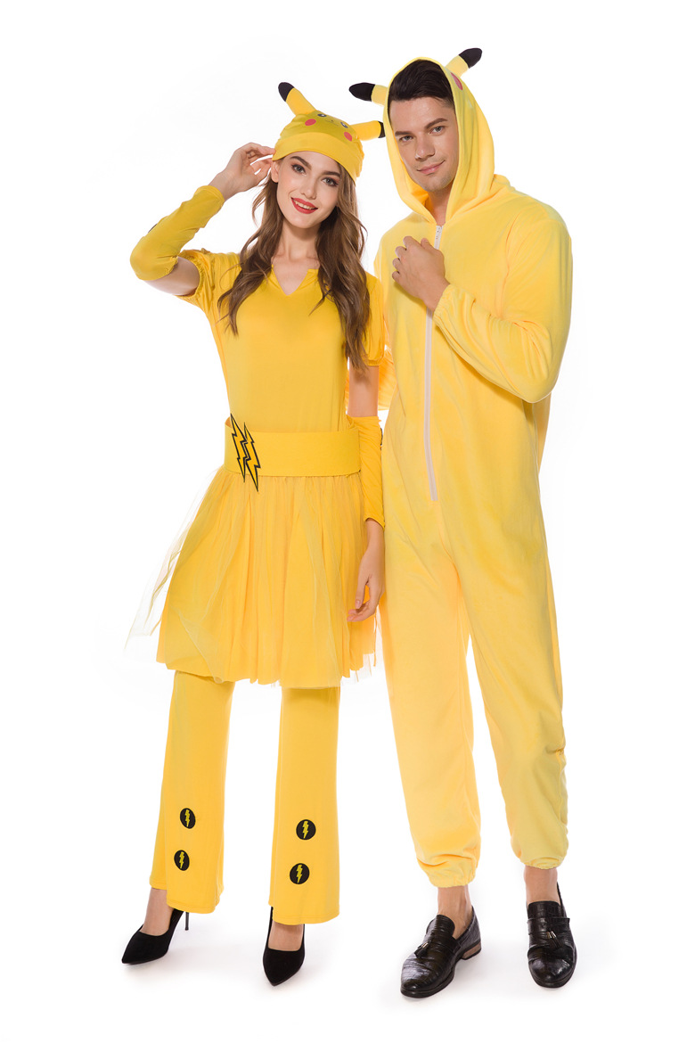 2019年新款黄色老鼠比卡丘动漫服装角色扮演比卡丘男女情侣服装
