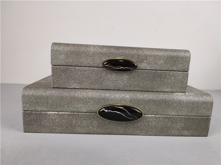 贴宝石扣方形收纳盒 复古金属卡扣木质包装盒 家具城软装摆设