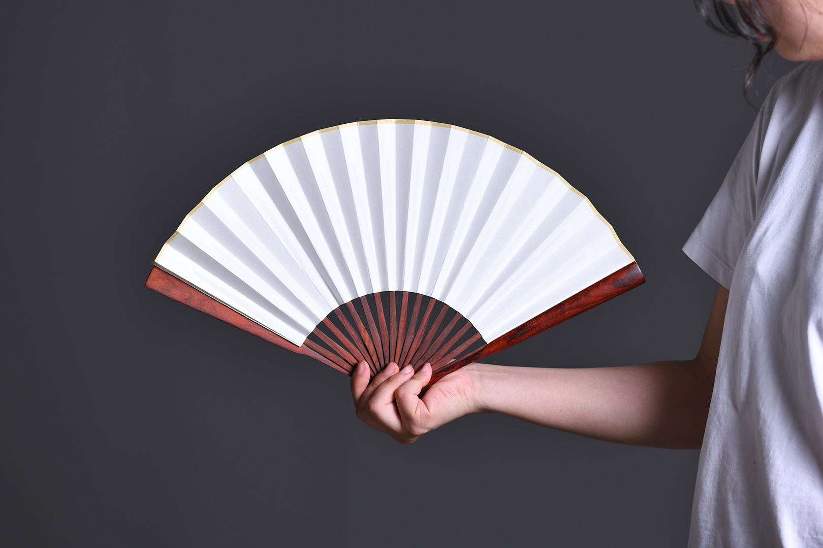 印度小叶紫檀10寸空白宣纸折扇女 定制8寸中国风紫檀扇子红木礼品