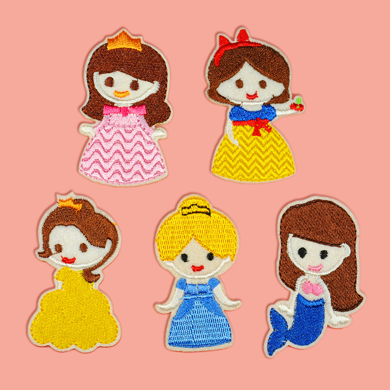 远大 可爱小公主刺绣布贴diy辅料补丁贴电脑绣花标贴布 厂家直销