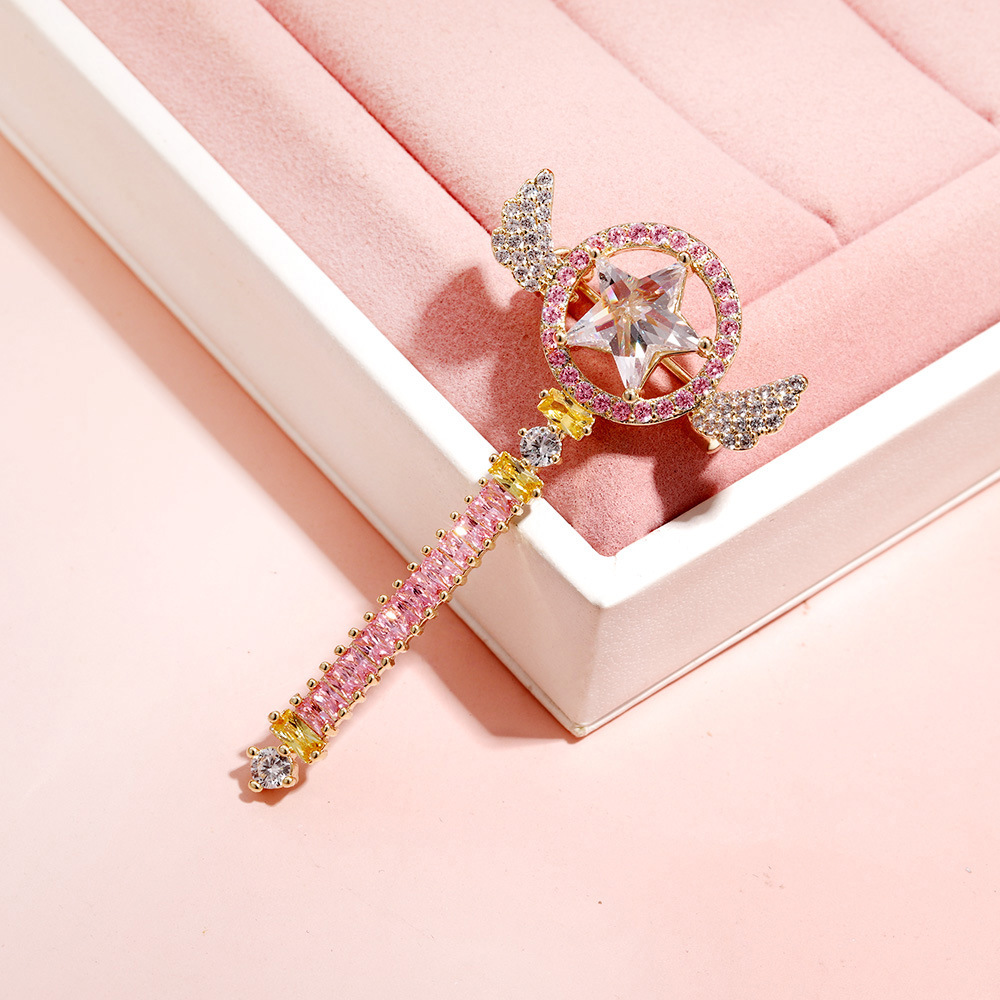 【送链条】日本动漫魔法棒卡通胸针 魔卡少女樱胸花高档别针饰品
