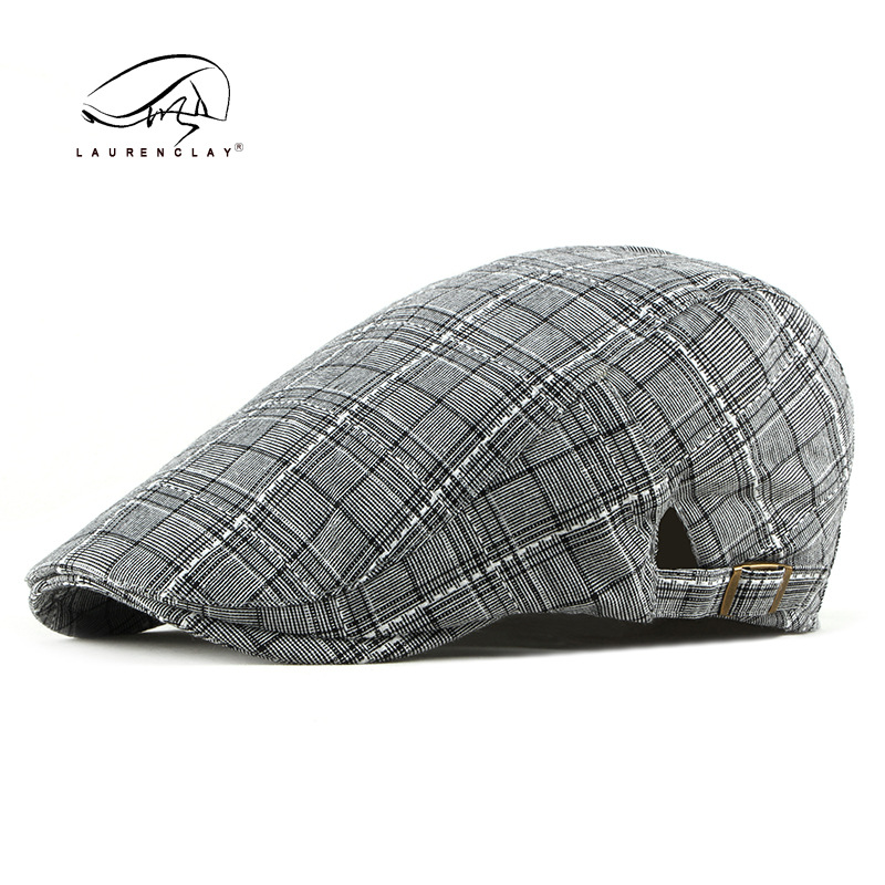 British Retro Peaked Cap Men's Plaid Advance Hats Spring and Summer New Korean Style Fashion Beret Women's Duckbill Cap