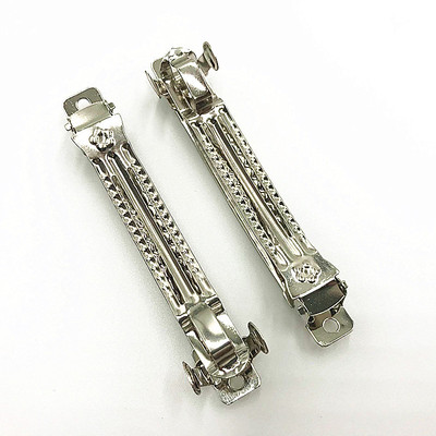 diy头饰配件加厚80mm自动发夹梅花logo宽平三片弹簧夹3卡跳跳夹批