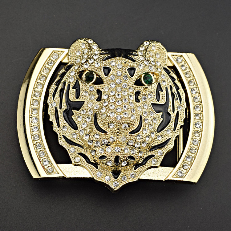 寸5 老虎扣头个性男士皮带扣头腰带配件镶钻大扣合金平滑扣中国风