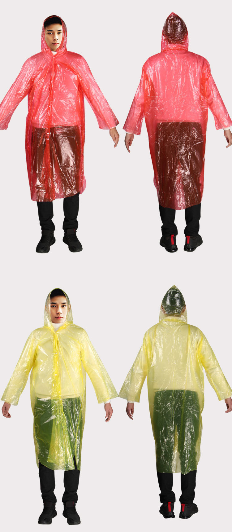 批发户外轻便式雨衣便携式通用纽扣四色成人防风防水雨衣直销