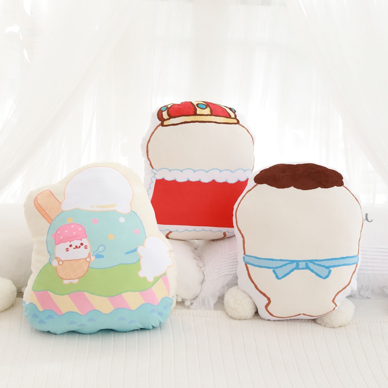 特价软绵绵可爱tata海狮海豹冰激凌印花羽绒棉可拆洗抱枕靠垫玩具