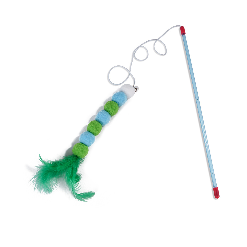 1PC Teaser Feather Toys Kitten Funny Colorful Rod Cat Wand Toys Plastic Pet Cat Toys Interactive Stick Pet Cat Supplies