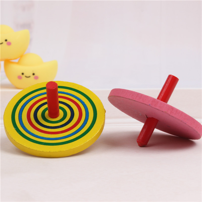 木质彩色陀螺 小手转动小陀螺 传统怀旧儿童木质益智地摊夜市玩具