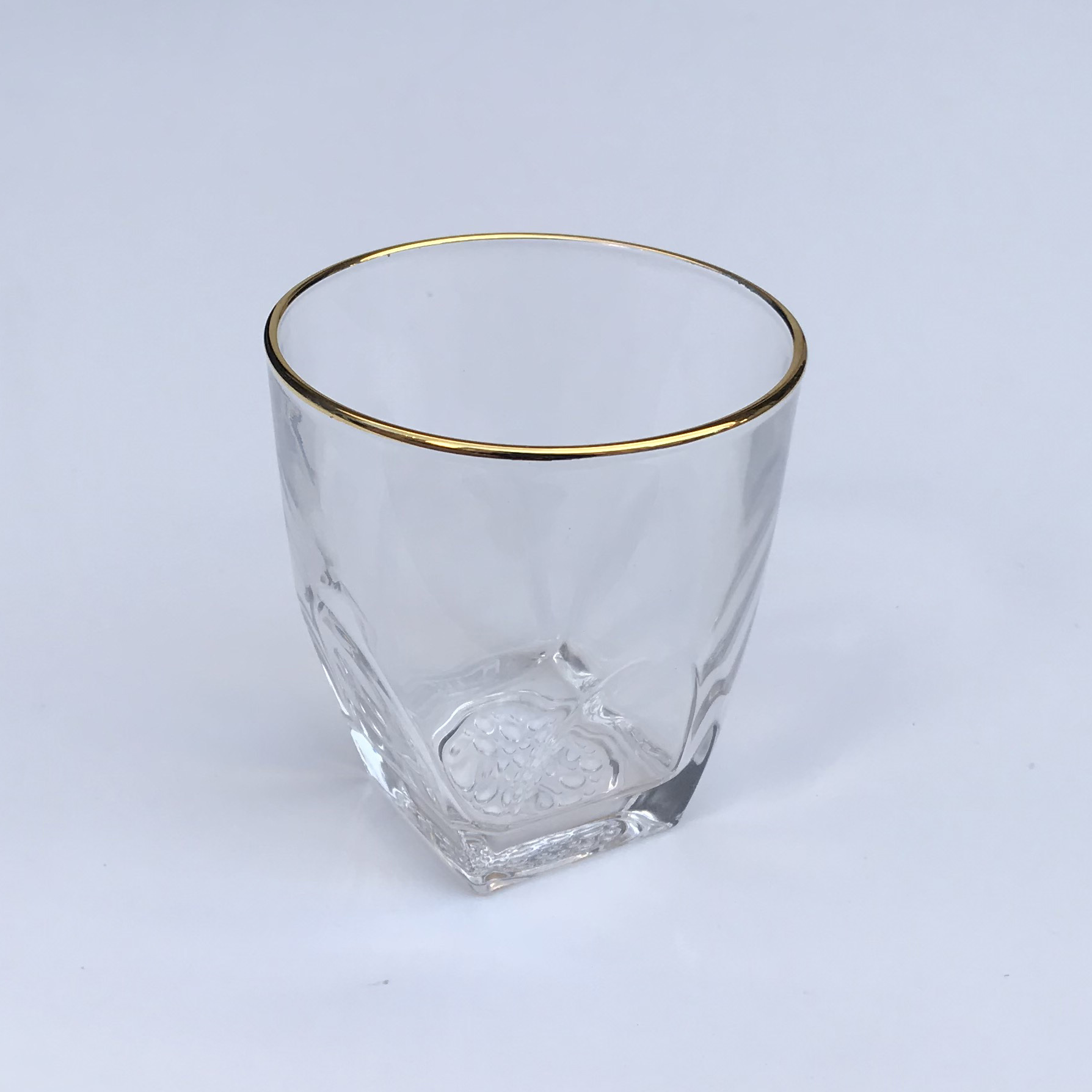 酒店餐馆玻璃水杯透明果汁玻璃杯洋酒杯描金口威士忌杯套装批发